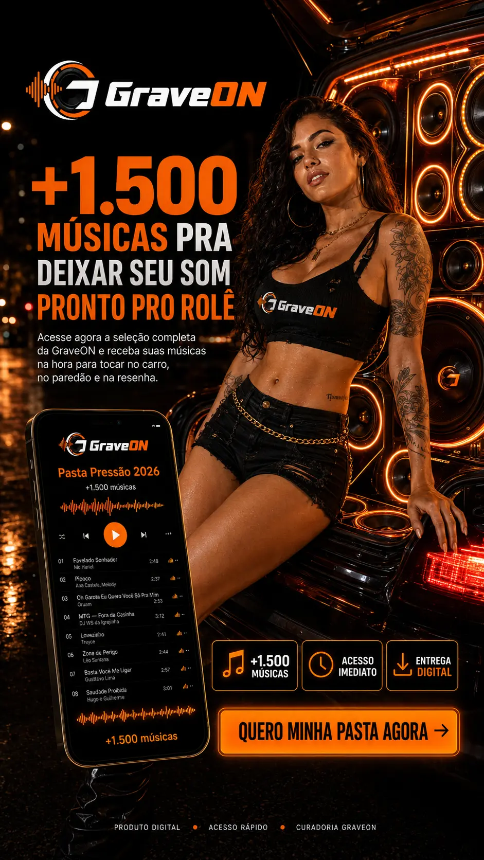 Pasta Pressão 2026 — GraveON — +1.500 músicas pra deixar seu som pronto pro rolê